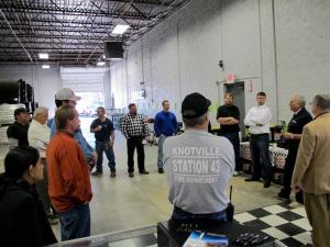 Contractors and attendees at one of the informational seminars held at the grand opening.
